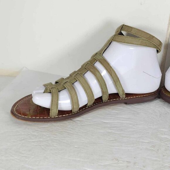 Sam Edelman Women's Gilda US8 Leather Green Camo Strappy Roman Gladiator Sandals - Picture 6 of 12